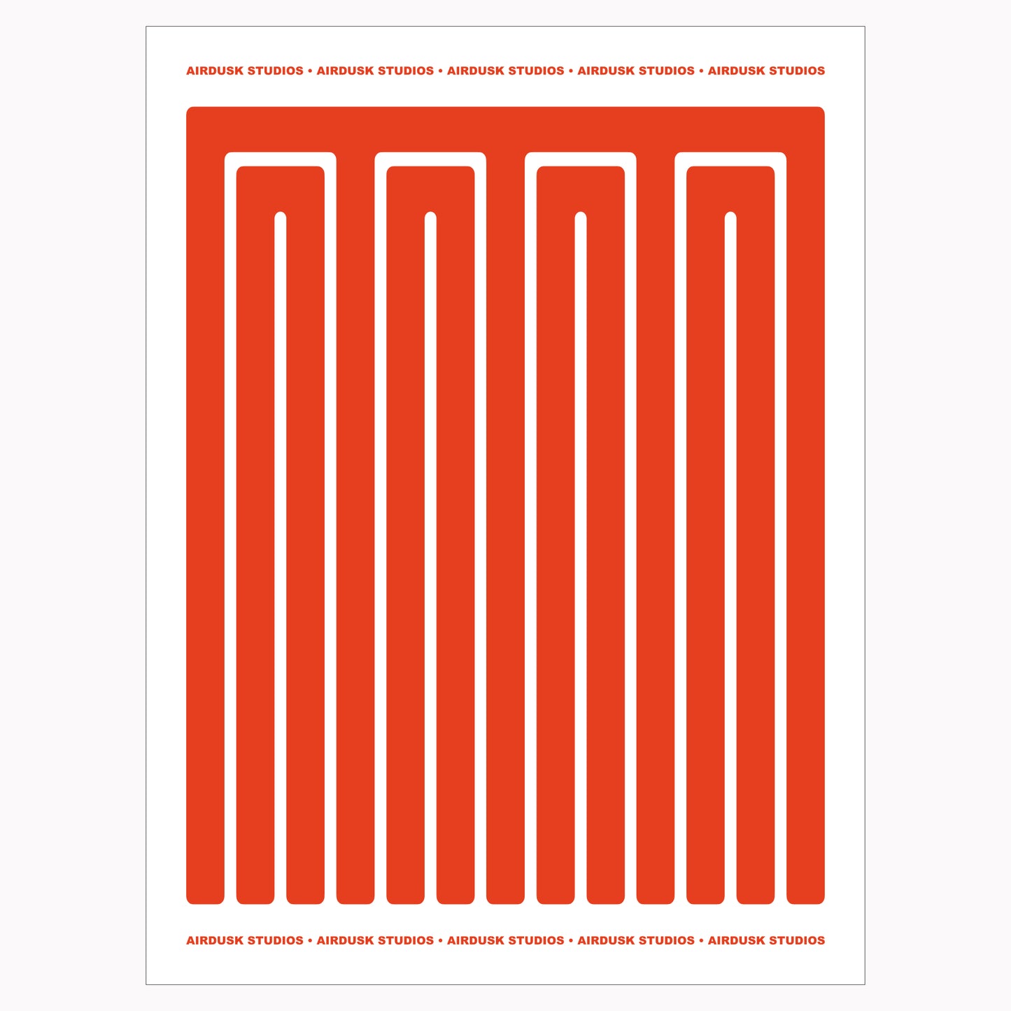 Minimal poster art featuring bold red shapes and typography.