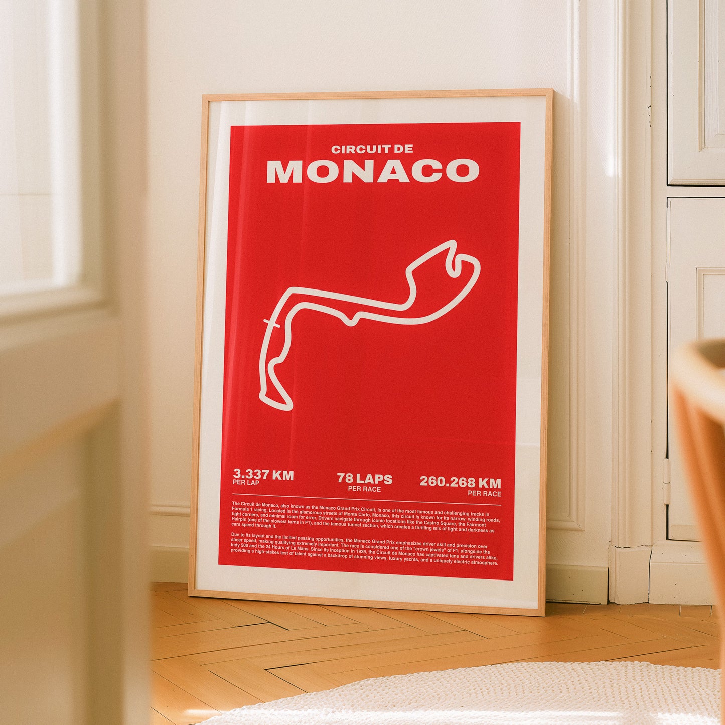 Circuit De Monaco Formula 1 poster art home decor featuring the Monaco circuit and track map.